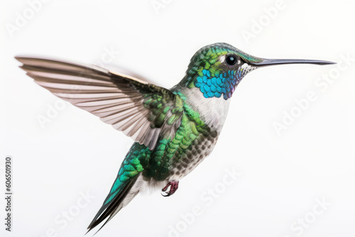 Hummingbird on a pure white background. Generative ai