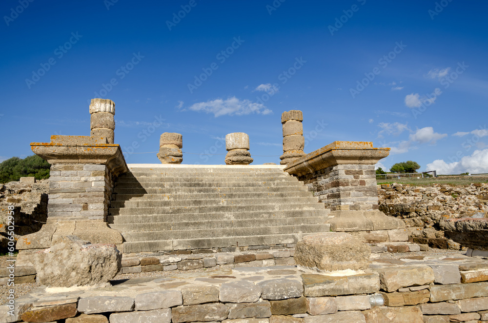 Baelo Claudia is an ancient Roman city, located near the city of Tarifa, Spain. The ruins of the ancient city are located by the sea