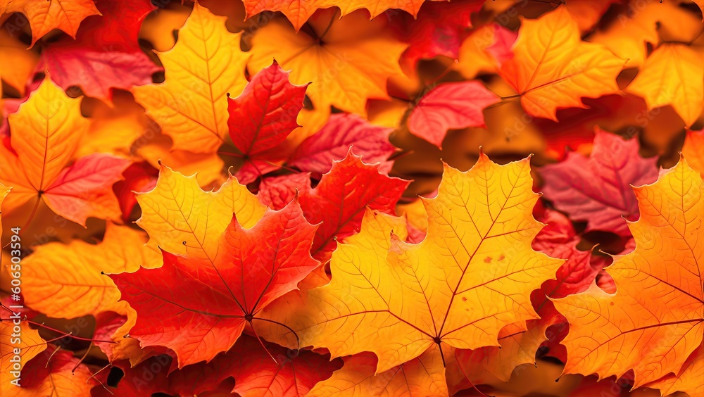 Autumn background from colorful leaves close-up.