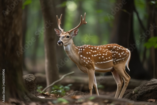 Axis deer axis axis cylonensis or Ceylon in natural habitat, Generative ai © Marius