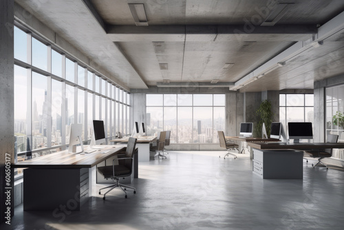 Contemporary concrete office interior  Generative ai