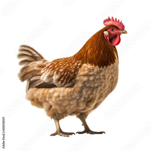 Brown hen isolated. Generative AI.