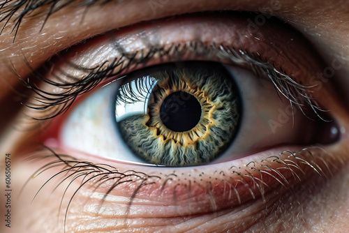 AI generative of Close up of brown man eye photo