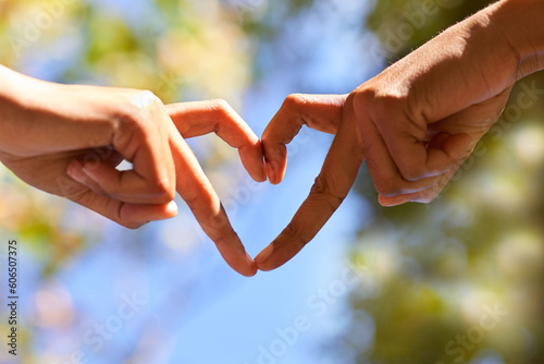 Bild auf Leinwand Two women make heart shape with their hands, fingers - Earth Day, love nature