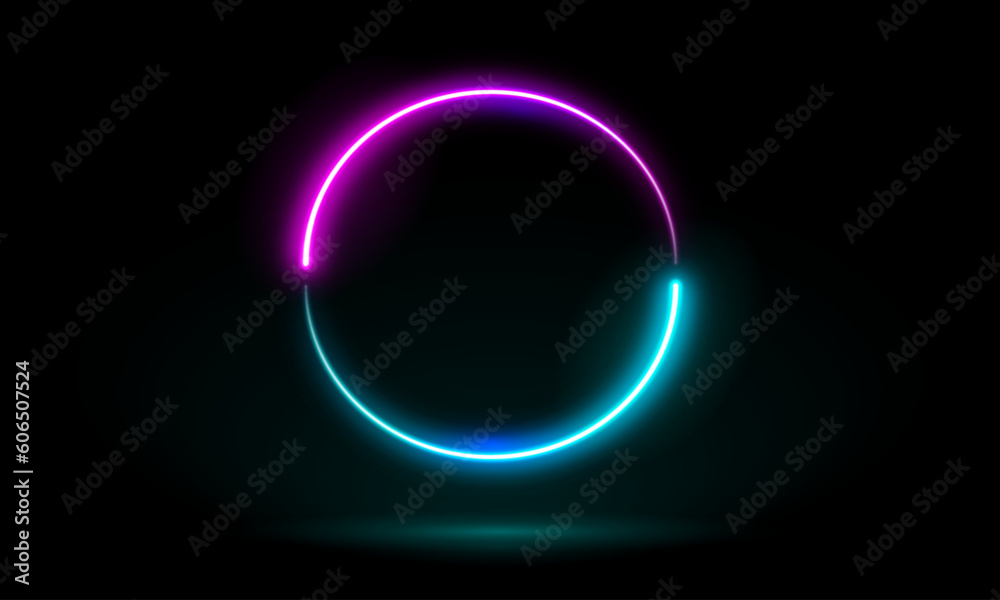 3d render, blue neon round frame, circle, ring shape, empty space, ultraviolet light, 80's retro style, fashion show stage, abstract background, illuminate frame design. Abstract cosmic vibrant circle 3d render, blue neon round frame, circle, ring shape, empty space, ultraviolet light, 80's retro style, fashion show stage, abstract background, illuminate frame design. Abstract cosmic vibrant circle