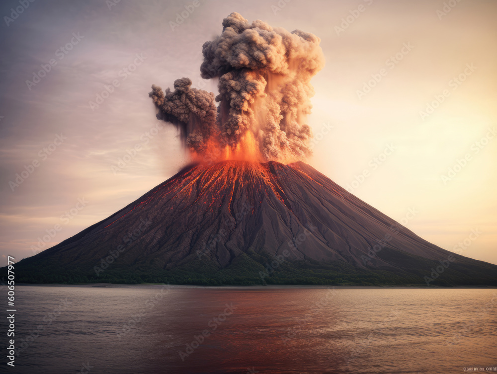 Photo of the volcanic eruption Krakatoa