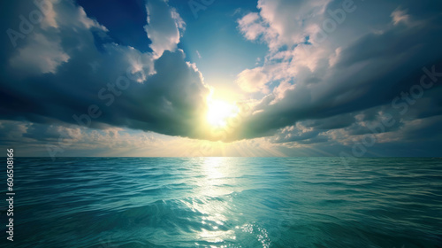 Shining sea with sun reflections at the moment of sunrise © Tatiana