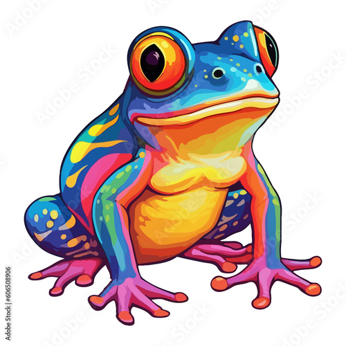 Colorful Frog pop art style, Frog Sticker, pastel cute colors