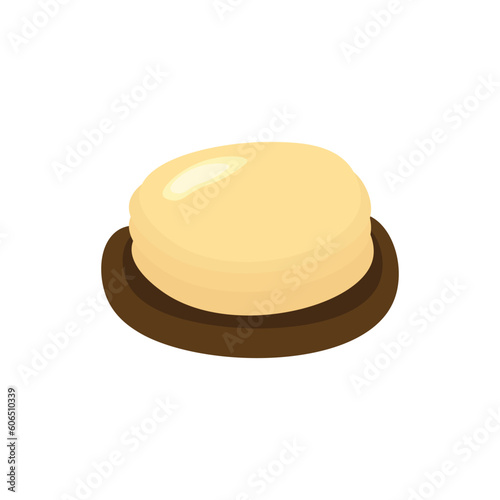 Tasty hot russian thin pancakes illustration. Yellow cakes on dark plate, concept for restaurant.