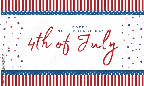 Happy Independence day, 4th of July national holiday. Festive greeting card design with stars and stripes