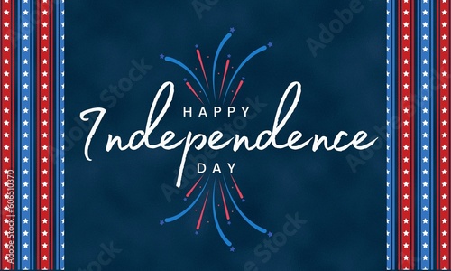 Happy 4th of July USA Independence Day greeting card with fireworks and stars stripes
