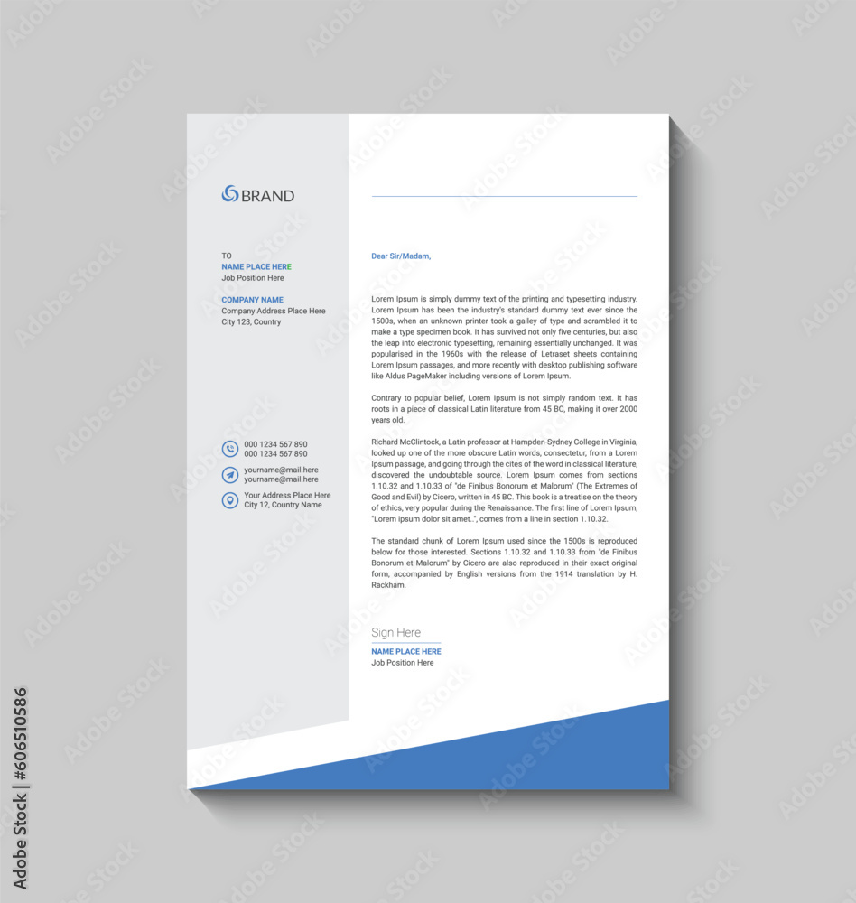 Obraz premium Modern bule company letterhead design