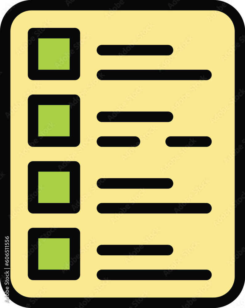 Financial planning to do list icon. Outline Financial planning to do list vector icon for web design isolated on white background color flat Financial planning to do list icon. Outline Financial planning to do list vector icon for web design isolated on white background color flat