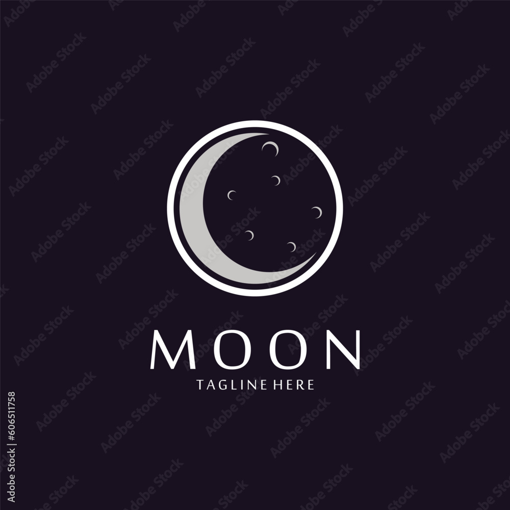 Crescent Moon Logo Template in Flat Style Crescent Moon Logo Template in Flat Style