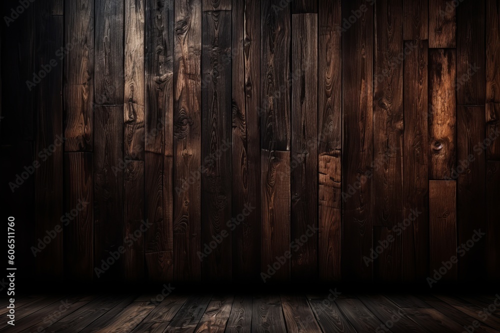 design of dark wood background, old wooden wall, Generative AI
