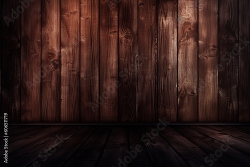 design of dark wood background  wooden wall and floor  Generative AI