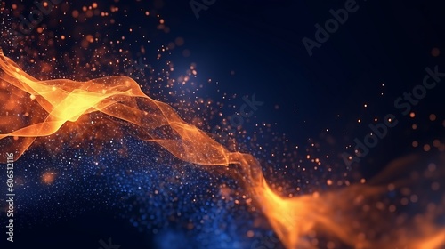 Dark blue and glow particle abstract background - abstract light background, Generative AI