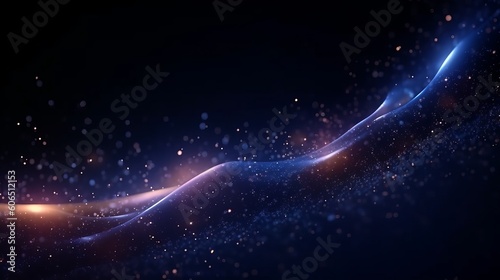 Dark blue and glow particle abstract background - abstract light background - background with stars, Generative AI