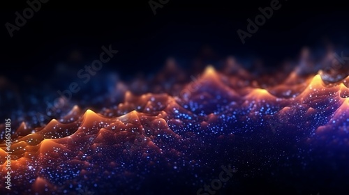 Dark blue and glow particle abstract background - abstract light background, Generative AI © Ameer