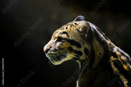 Beautiful clouded leopard in free nature. 