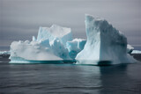 Melting iceberg floating in water. AI generated content