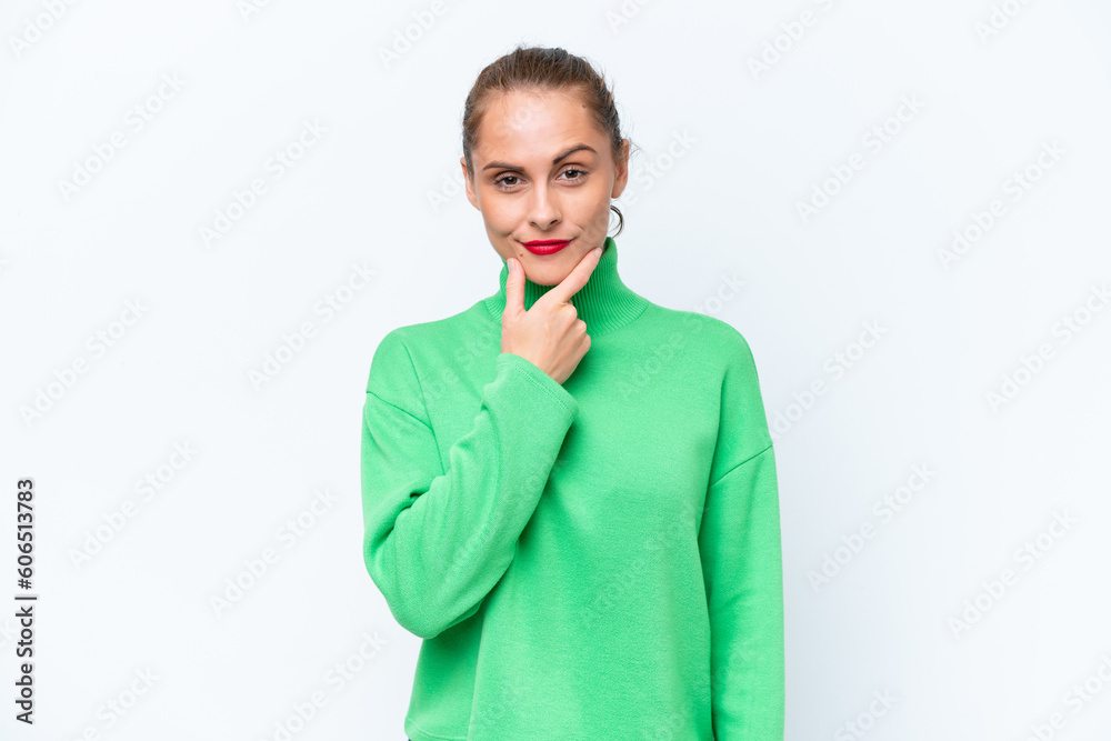 Young caucasian woman isolated on white background thinking Young caucasian woman isolated on white background thinking