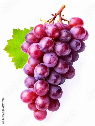 Ripe red grapes isolated on a white background