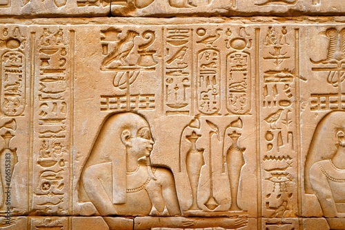 Detail of ancient Egyptian hieroglyphics