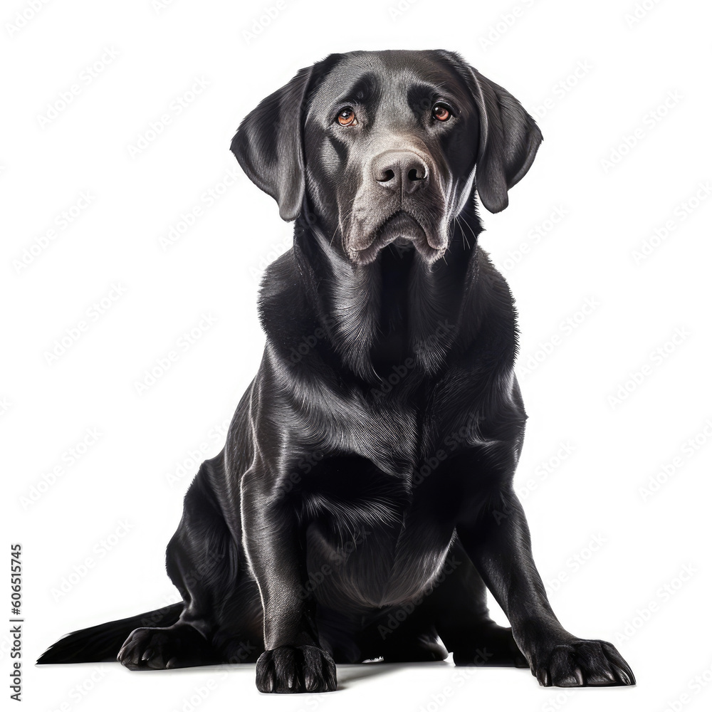 Black Labrador Retriever isolated on white background Black Labrador Retriever isolated on white background