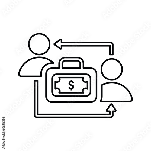 Business suitcase, exchange icon. Line icon, outline symbol.