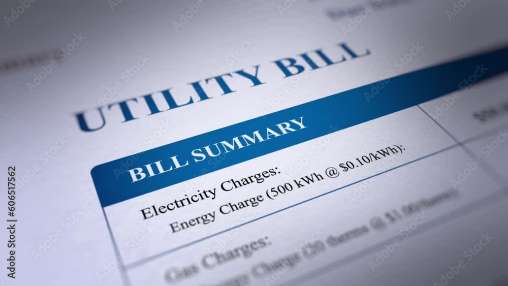 Animated Utility Bill, Fictitious Data Created Exclusively for This Concept Footage
