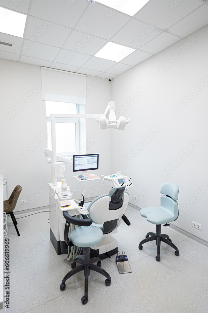 doctor dentist office with chair and accessories and tools
