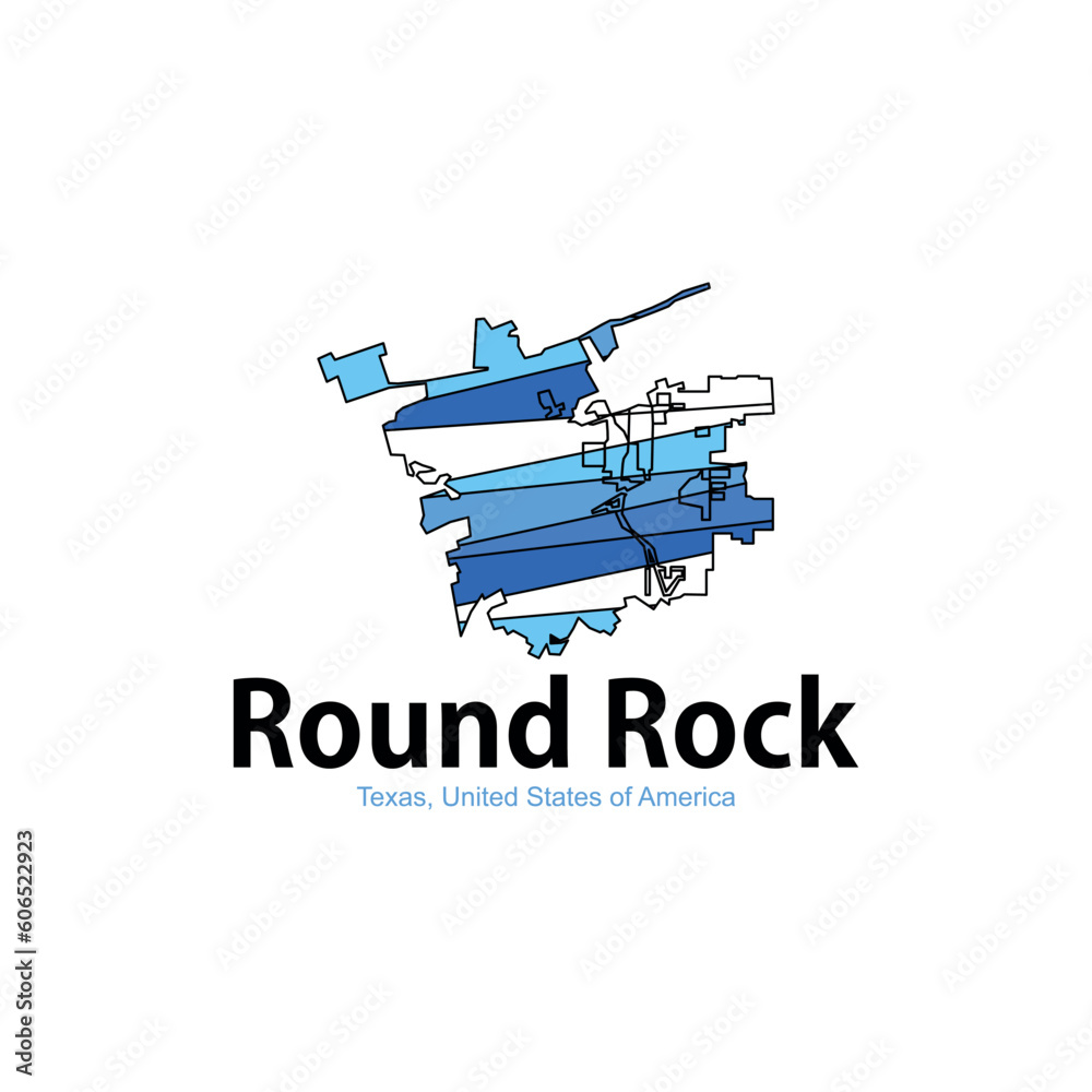 Round Rock Texas City Map America Geometric Logo