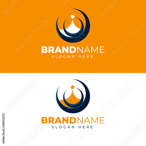Abstract moon with mosque logo template design vector illustration
