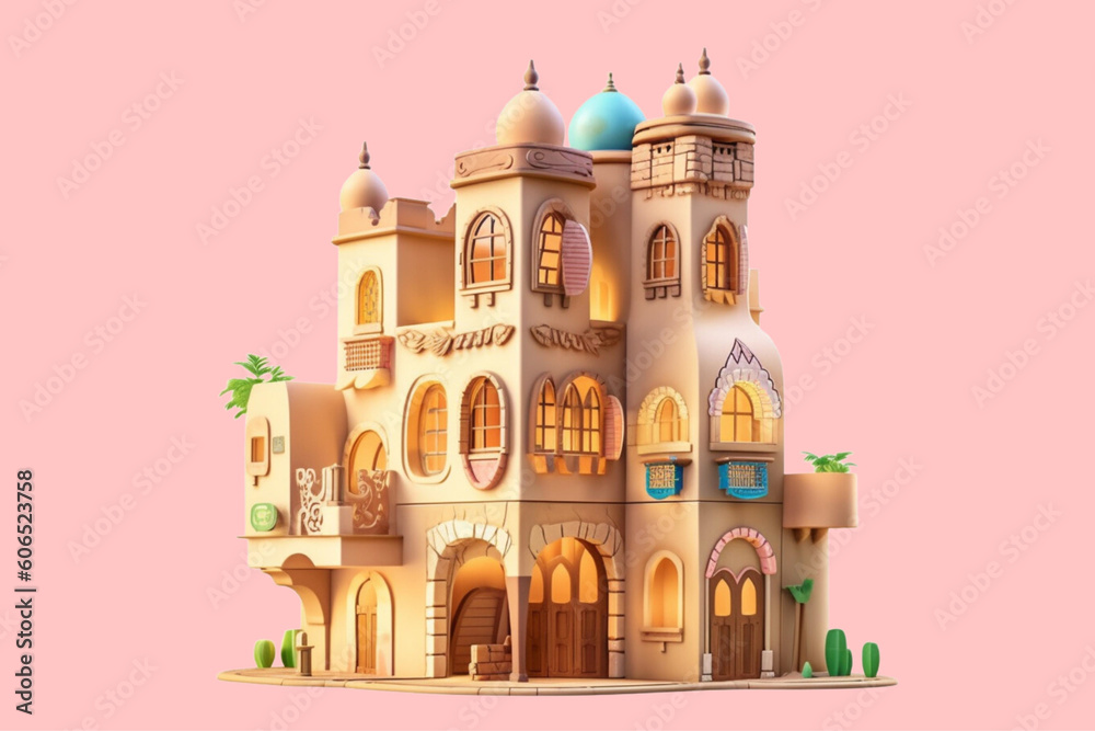 simple 3d building illustration render