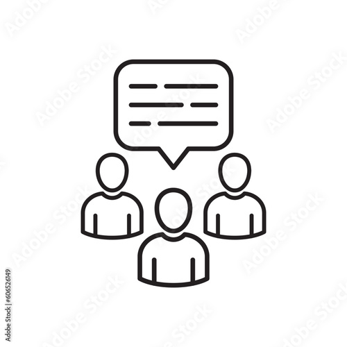 Team, talking, discussion. Meeting concept. Conference, teamwork, brainstorming, exchanging information. People icon. Group of humans sign. Team work