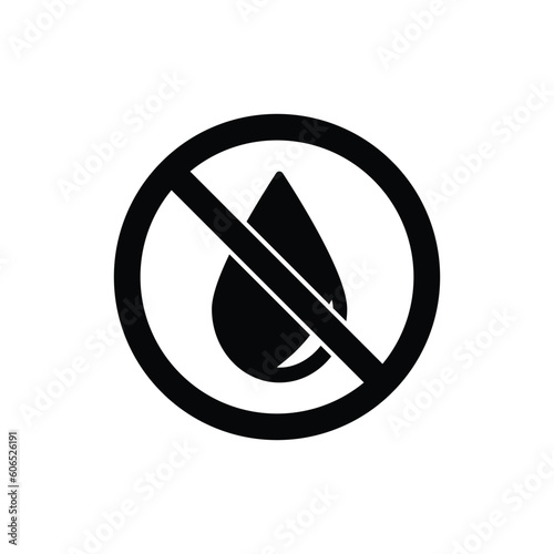 No water resistant, no waterproof warning sign, vector illustration. Don’t expose to liquids, no water drop