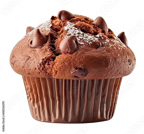 Fotografia chocolate muffin isolated on transparent background