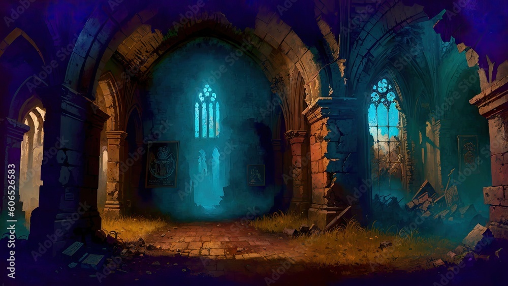 fantasy environment old temple scene in a computer game
