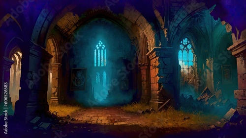 fantasy environment old temple scene in a computer game