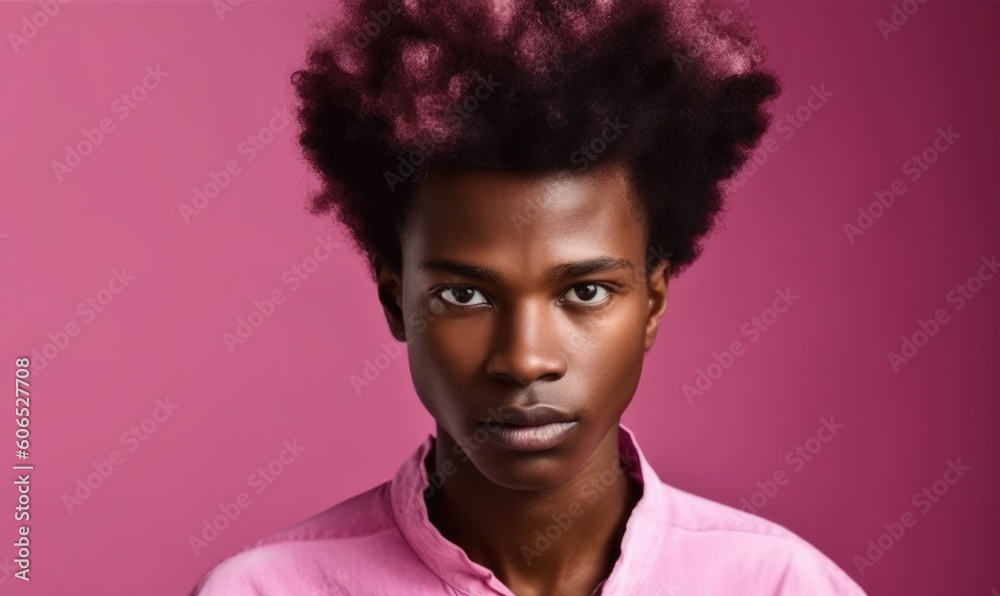 Close up fashion portrait of a male afro or african model, generative AI Close up fashion portrait of a male afro or african model, generative AI