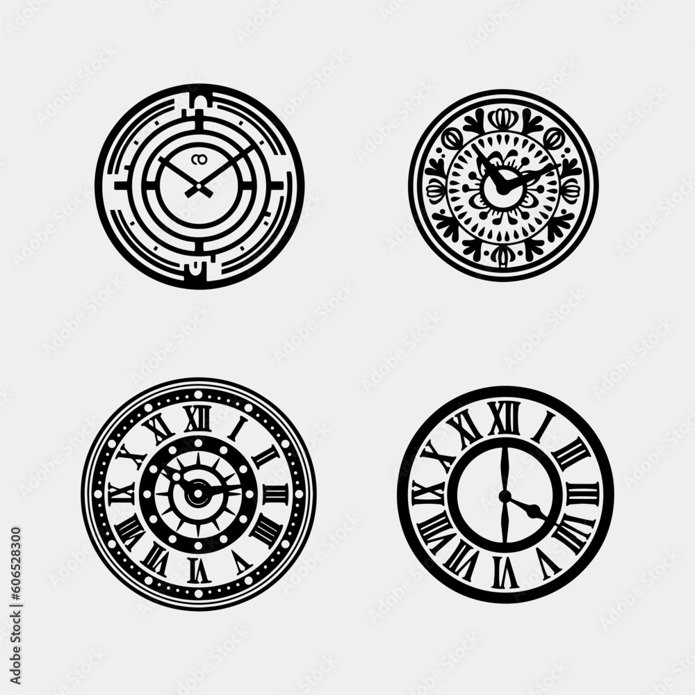 set of wall clocks vector isolated on white background set of wall clocks vector isolated on white background