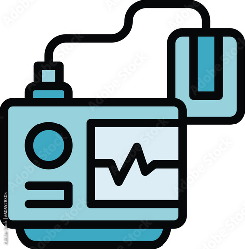 Cardiac defibrillator icon. Outline Cardiac defibrillator vector icon for web design isolated on white background color flat