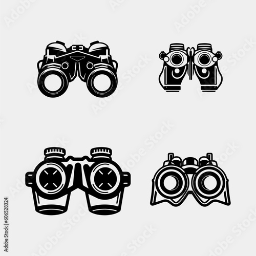 set of binoculars vector isolated on white background