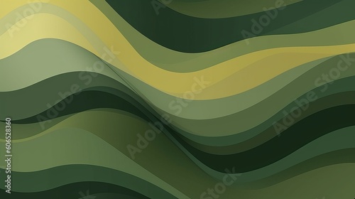 horizontal banner with waves. modern waves background illustration with dark green, olive drab and very dark green color, abstract green background with waves, Generative AI