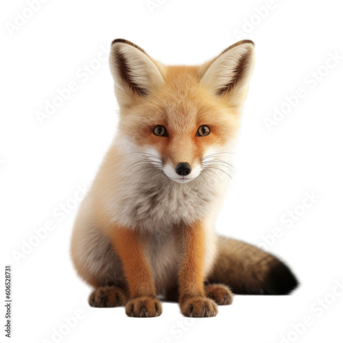 A cute fox on a transparent background, Generative AI