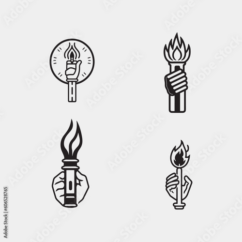 set of hand holding torch symbol flat illustration vector isolated on white background © therealnodeshaper