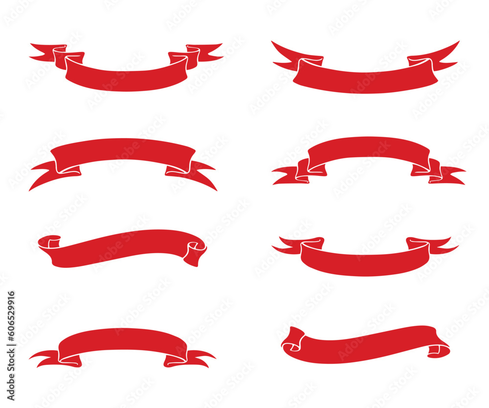 Red Ribbon set vector eps 10
