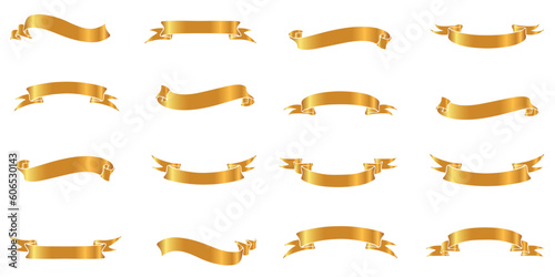 Gold Ribbon set vector eps 10