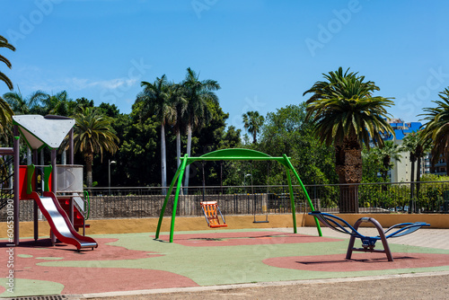 Games for children in a public park in Santa Cruz de Tenerife. Canary Islands.